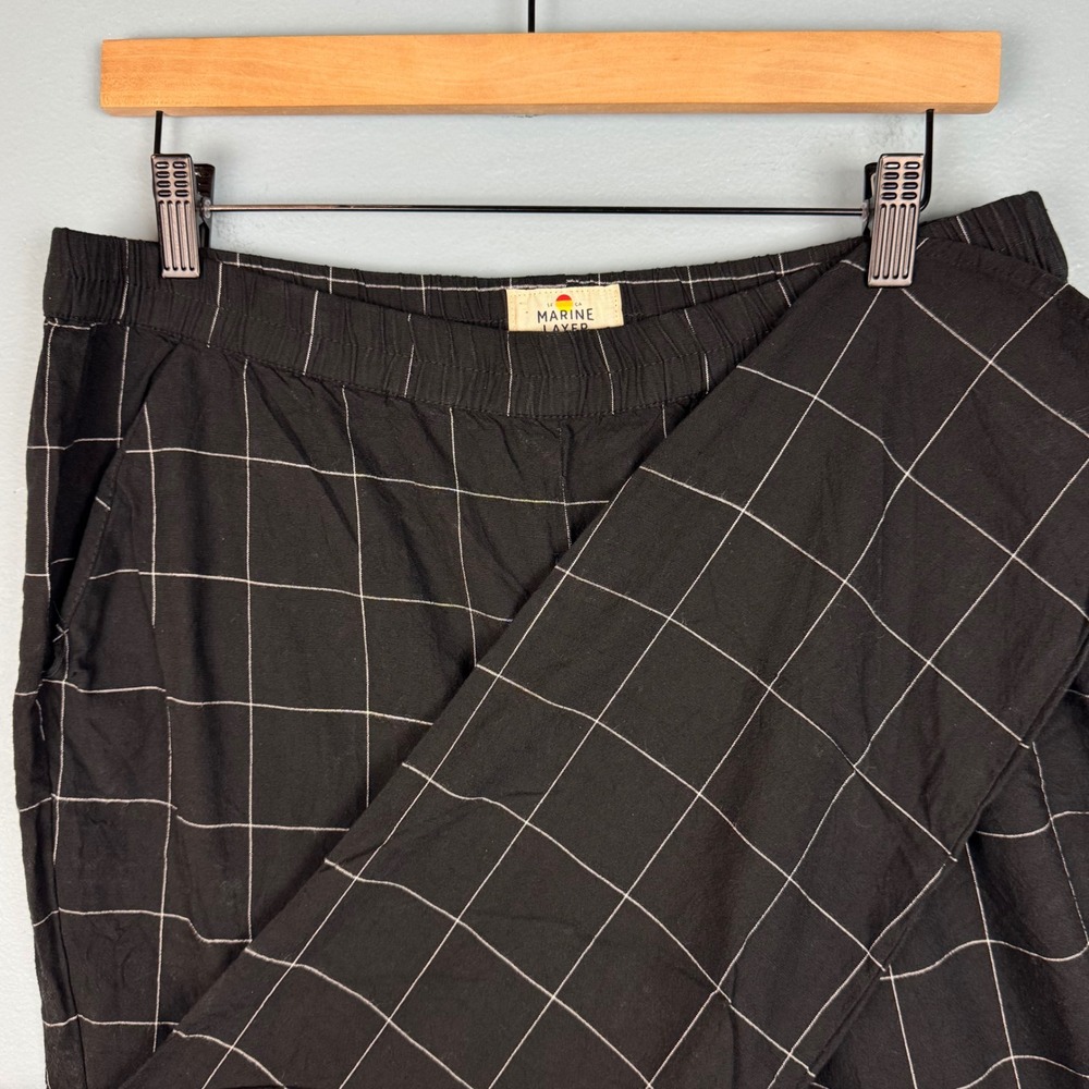Marine Layer Black Windowpane Cropped Pants